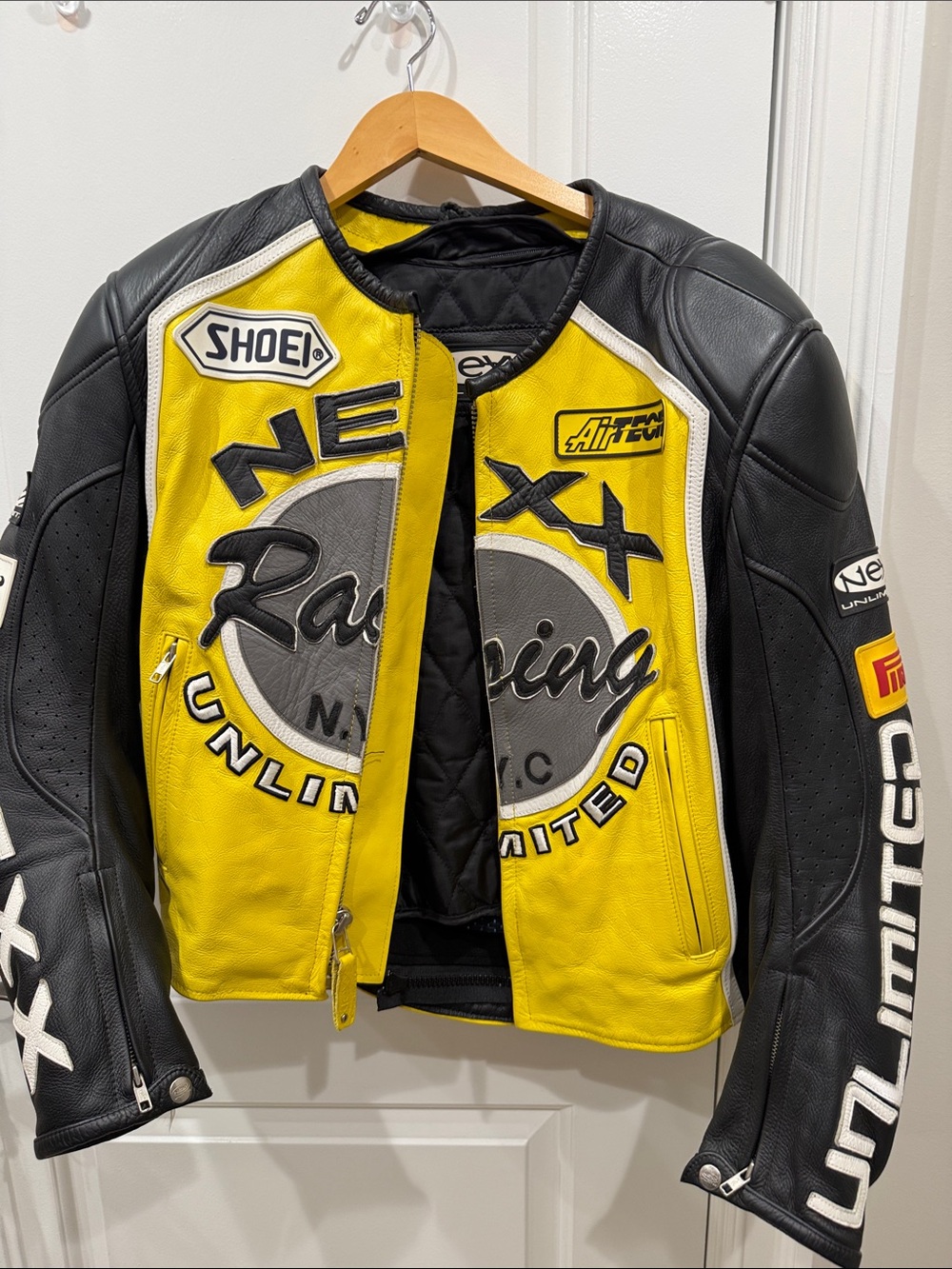Nexx Yellow and Black Racing Leather Motorcycle Jacket